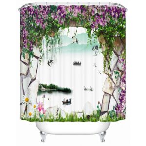 Natural Scenery outside the Wall Print 3D Bathroom Shower Curtain