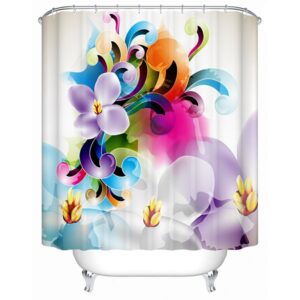 Clip Art Colored Flowers Print 3D Bathroom Shower Curtain