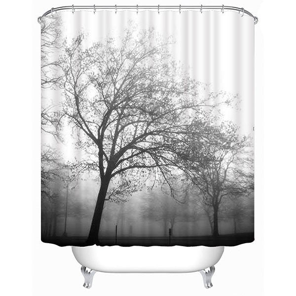 Giant Trees Silhouette Print 3D Bathroom Shower Curtain - Image 3