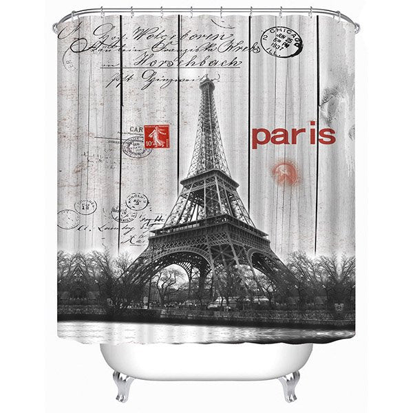 Eiffel Tower Panorama Print 3D Bathroom Shower Curtain - Image 2