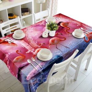 Gorgeous Polyester Flamingos Pattern 3D Tablecloth