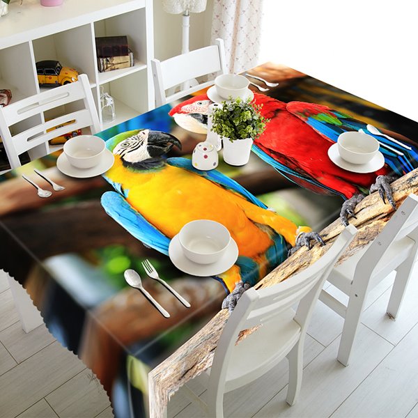 Colorful Parrots Pattern Polyester 3D Tablecloth