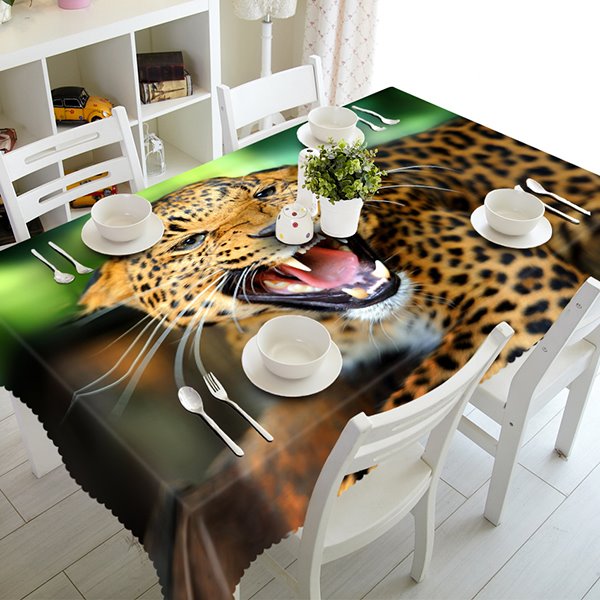 Vivid Polyester Leopard Pattern 3D Tablecloth