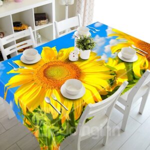 Fresh Polyester Sunflowers Pattern 3D Tablecloth