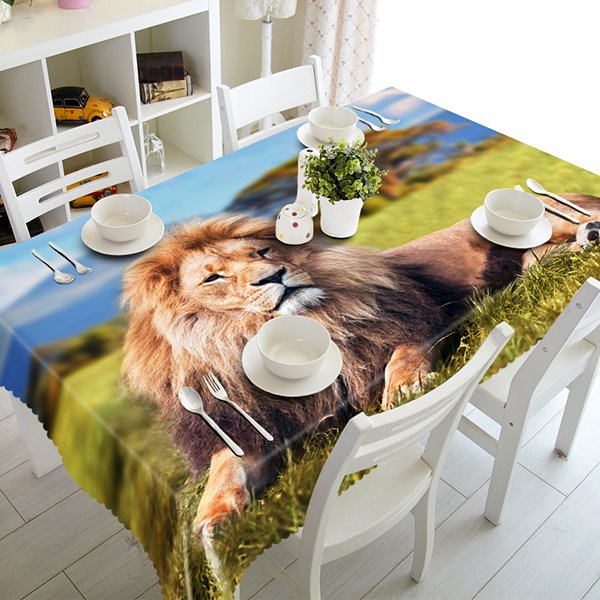 Creative Lion Pattern Polyester 3D Tablecloth