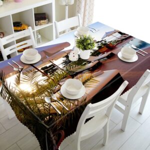 Sunset Seaside Recliner and Swimming Pool 3D Tablecloth