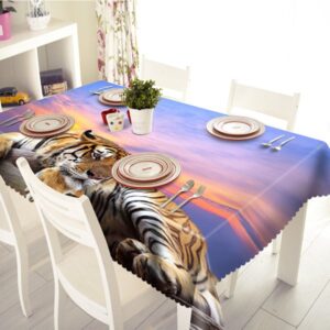 Leisurely Polyester Tiger Pattern 3D Tablecloth