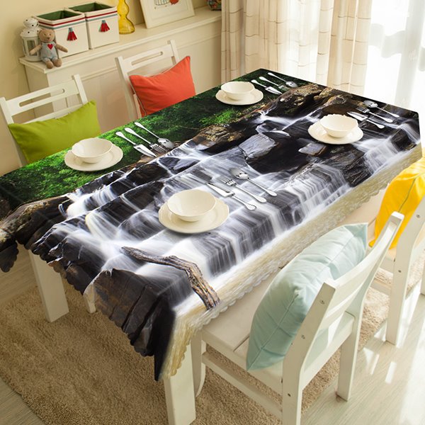 Natural Waterfall Scenery Pattern Design Dining Room Decoration 3D Tablecloth