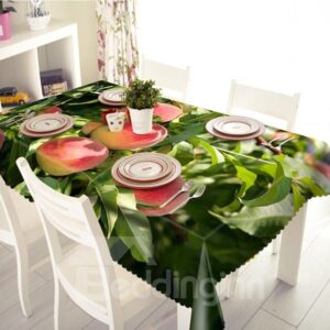 Vivid Peach Pattern Polyester 3D Tablecloth