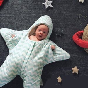 Lovely Little Star Shape Green Stripe Cotton Baby Sleeping Bag