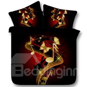 Luxury Note and Butterfly Print 5-Piece Comforter Sets