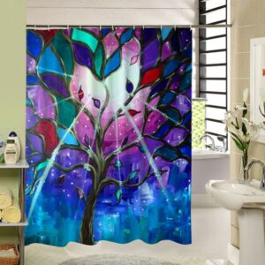 Gorgeous Tree with Colored Leaves Printing 3D Shower Curtain