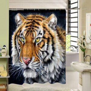3D Siberian Tiger Head Printed Polyester Shower Curtain