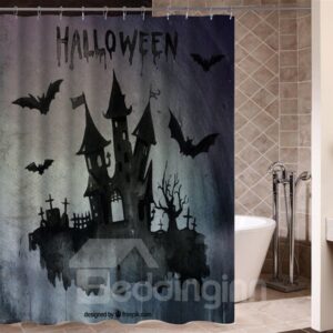 Somber Dark Castle Shadow Halloween Poster 3D Printing Shower Curtain
