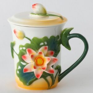 Natural Ceramic Lotus Pattern Cup Painted Pottery