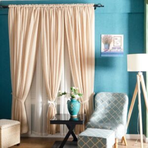 Concise Elegant Solid Beige One Panels Custom Sheer Curtain