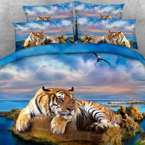 Imperial 3D Tiger Animal Print 5-Piece Comforter Set / Bedding Set Polyester