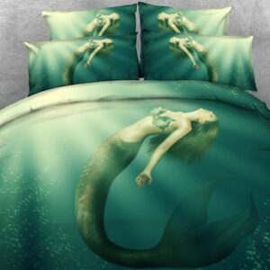 Mermaid in the Sea Printed Polyester 3D 4-Piece Bedding Sets/Duvet Covers