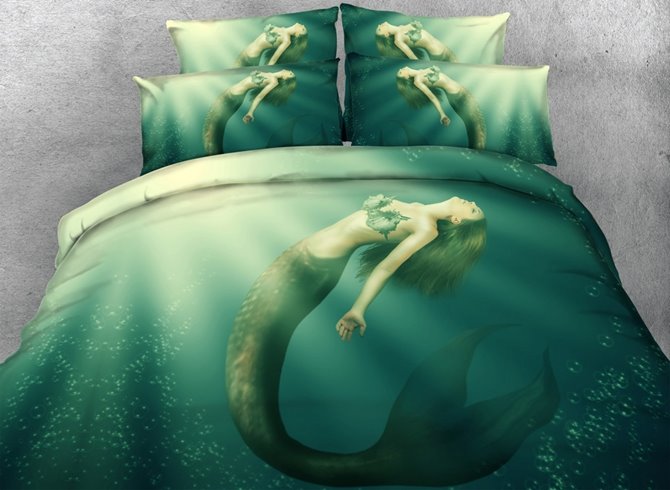 Mermaid in the Sea Printed Polyester 3D 4-Piece Bedding Sets/Duvet Covers - Image 6