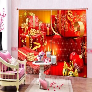 Christmas Gifts and Candy Printing Merry Christmas Theme 3D Curtain