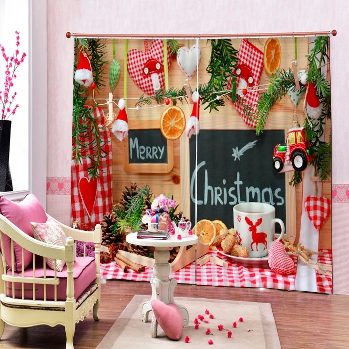 Sweet Christmas Snack Printing Merry Christmas Theme 3D Curtain - Image 3
