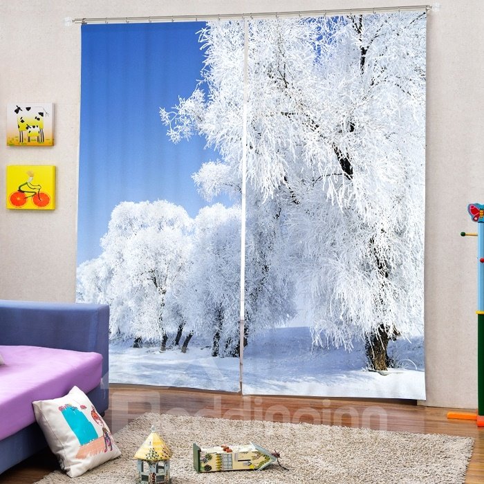Amazing Snow Forest Printing 3D Curtain - Image 3