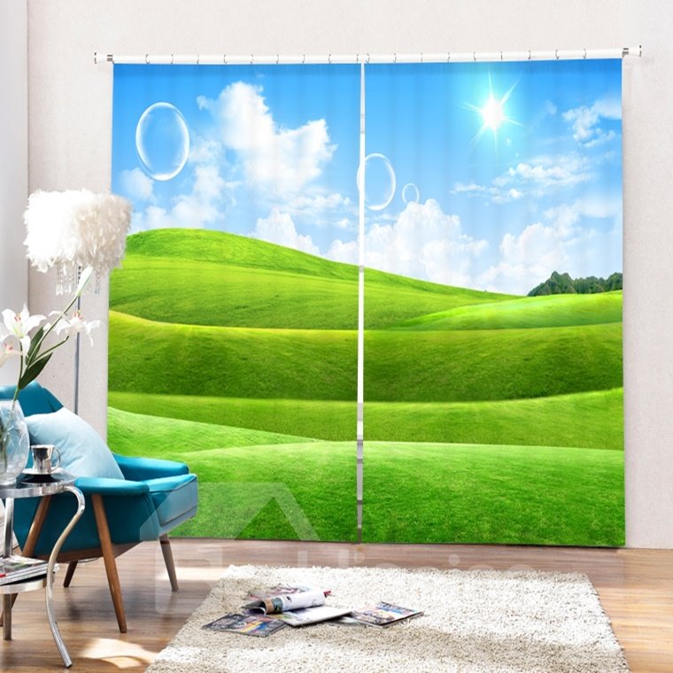 The Green Pastures in Sunny Day Printing 3D Curtain - Image 4
