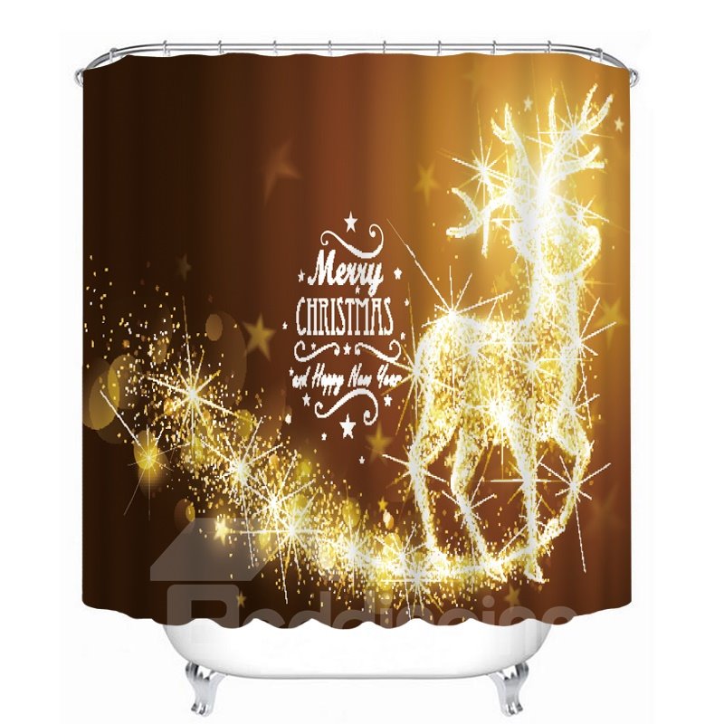 Dreamy Reindeer Merry Christmas Printing Bathroom 3D Shower Curtain - Image 2