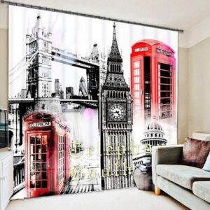 Watercolor Art London in Memory Printing 3D Curtain
