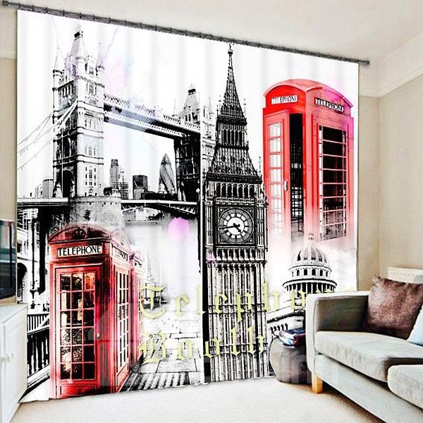 Watercolor Art London in Memory Printing 3D Curtain - Image 6