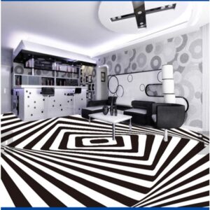 White and Black Three-dimensional Geometric pattern Decorative Waterproof 3D Floor Murals