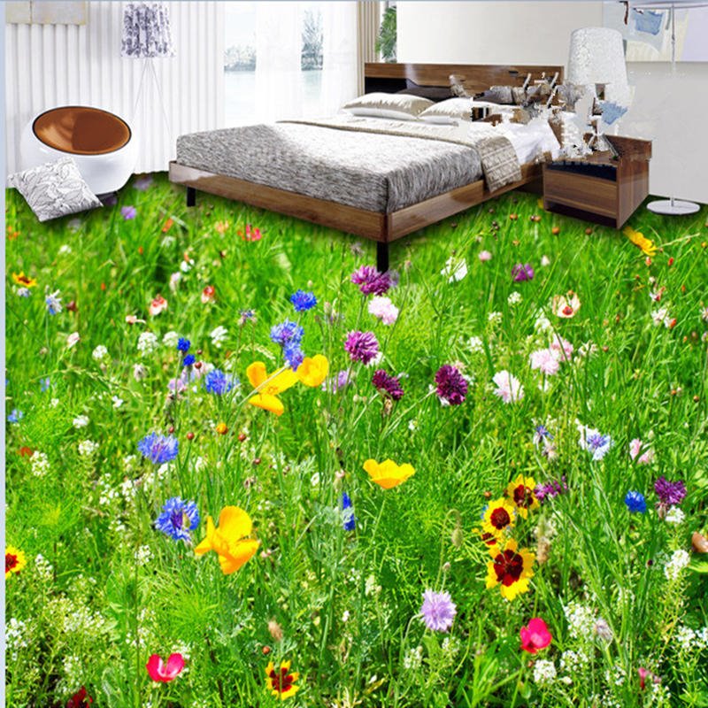 Spectacular Beautiful Grass land and Flower Pattern Splicing Waterproof 3D Floor Murals - Image 5