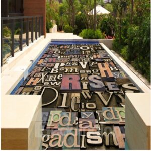 Classic Unique Modern Design Letters Pattern Waterproof Decorative 3D Floor Murals