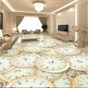 Amusing Design Gear Watches Pattern Home Decorative Splicing Waterproof 3D Floor Murals