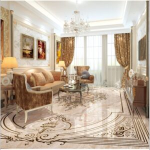 European Style Simple Flower Pattern Decorative Waterproof Splicing 3D Floor Murals