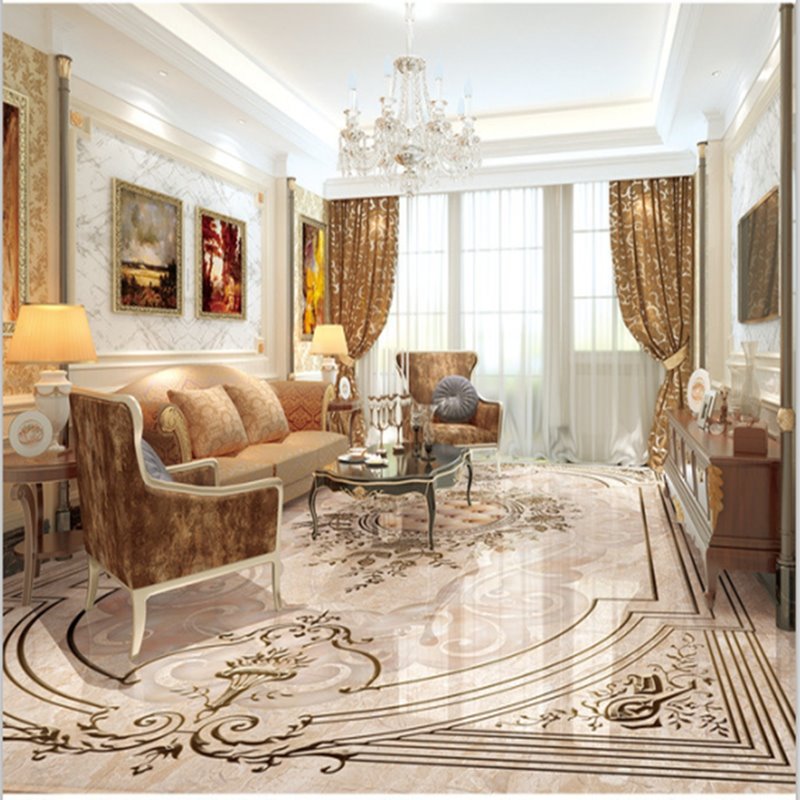 European Style Simple Flower Pattern Decorative Waterproof Splicing 3D Floor Murals - Image 6