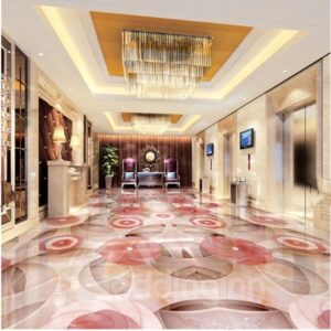 Modern Creative Design Pink Flowers Pattern Waterproof Splicing 3D Floor Murals