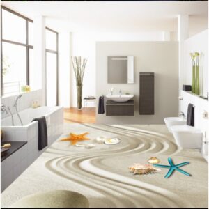 Simple Style Decorative Seashells and Starfishes on the Sand Pattern 3D Floor Murals