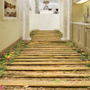 Amazing Modern Design Bridge and Flower Pattern Decorative Waterproof 3D Floor Murals