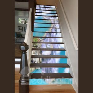 Incredible Design Waterfall Scenery Pattern Waterproof Customize 3D Stair Steps Sticker