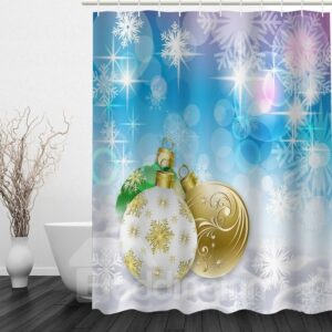 Christmas Balls Printing Waterproof Bathroom 3D Shower Curtain