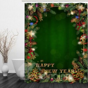 Green Bathroom Decor Christmas Theme 3D Shower Curtain