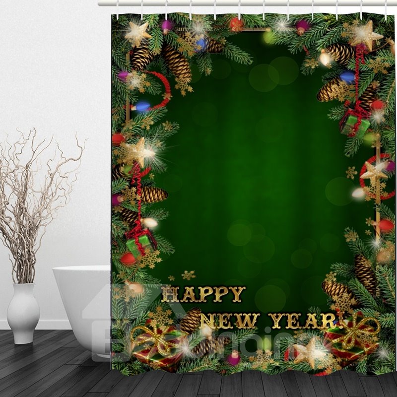 Green Bathroom Decor Christmas Theme 3D Shower Curtain