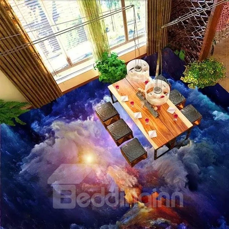 Unique Design Sunlight in Clouds Print Home Decorative Waterproof 3D Floor Murals