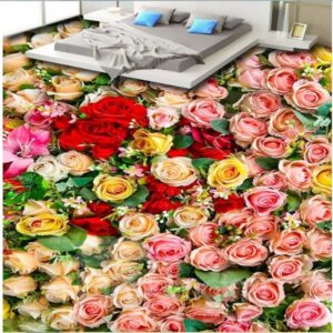 Vivid Modern Design Roses Pattern Home Decorative Nonslip and Waterproof 3D Floor Murals