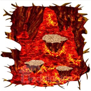 Awesome Modern Volcano and Stone Pattern Design Nonslip and Waterproof 3D Floor Murals