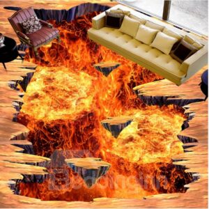 Realistic Amusing Design Volcano Print Waterproof Home Decorative 3D Floor Murals