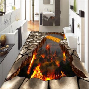 Creative Modern Design Volcano Pattern Nonslip and Waterproof 3D Floor Murals
