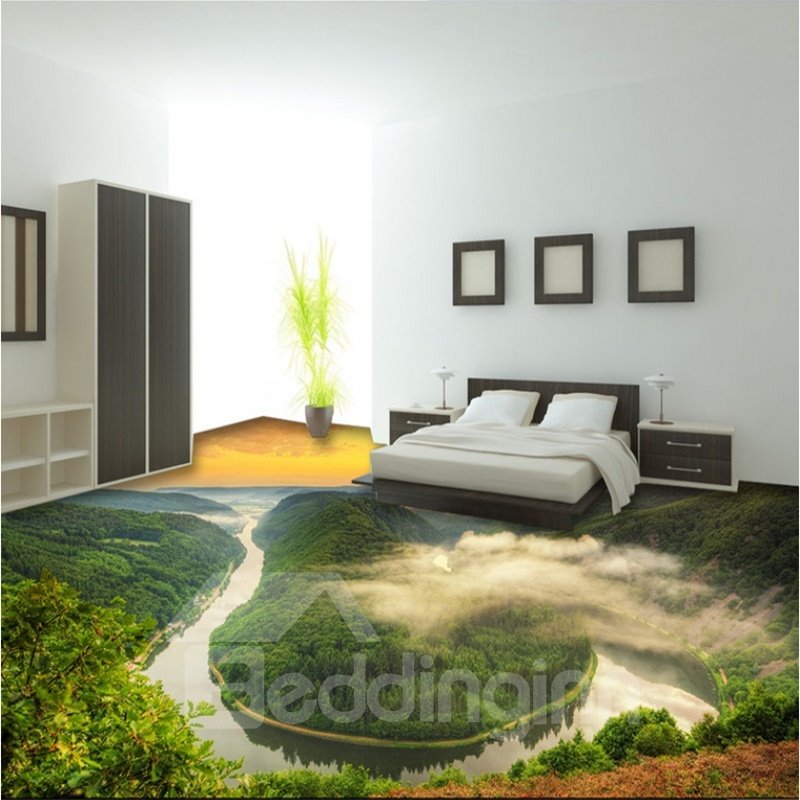 Magnificent Sunset Natural Scenery Print Nonslip and Waterproof 3D Floor Murals
