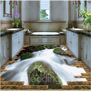 Natural Stream Pattern Nonslip and Waterproof Home Decorative 3D Floor Murals